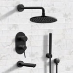 Remer TSH30 Matte Black Tub and Shower System with 8 Inch Rain Shower Head and Hand Shower